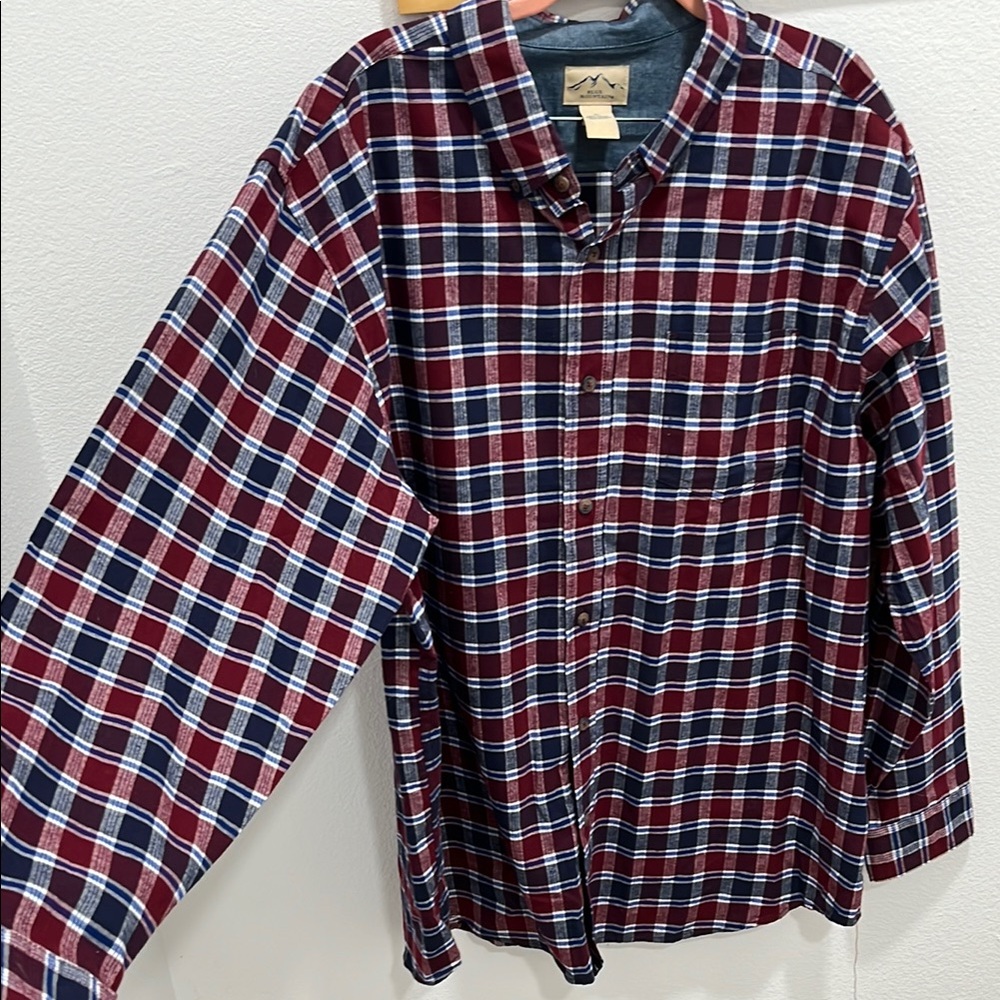 Men's Plaid Shirt - Red and Blue